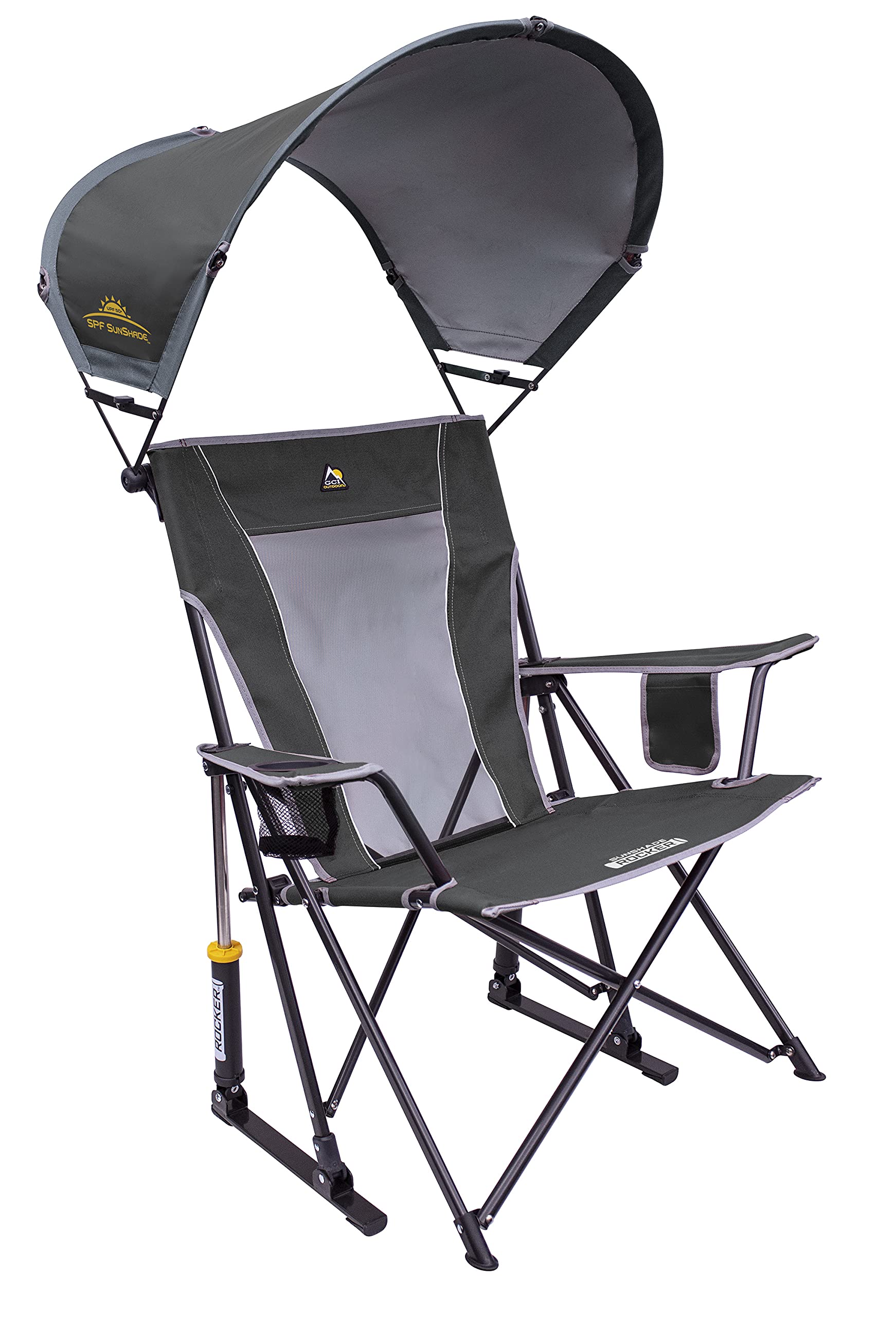 Outdoor Sweet Tea Comfort Pro Portable Folding Rocking Camping Chair with Armrests & Cup Holder