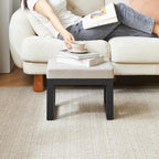Grey 16 Inch Rectangle Linen Padded Ottoman Foot Stool with Metal Legs for Living Bedroom Entryway