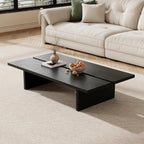 Rectangle Coffee Table, 47" Modern Walnut Living Room Table with Wood Grain Surface, Low Profile Center Table, Japanese Tea Table, 2-Leg Design for Small Apartment Sofa, Walnut Brown