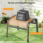 ONBRILL Outdoor Ottoman Set of 2, All Weather Outdoor Foot Stool with Supportive Textliene and Metal Frame, Stackable Oversized Outdoor Foot Rest for Furniture Patio Garden Pool, Beige