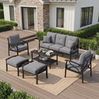RoyalCraft Patio Loveseat, All-Weather Outdoor 2 Seats Sofa Couch, Khaki Metal Furniture with Beige Cushions
