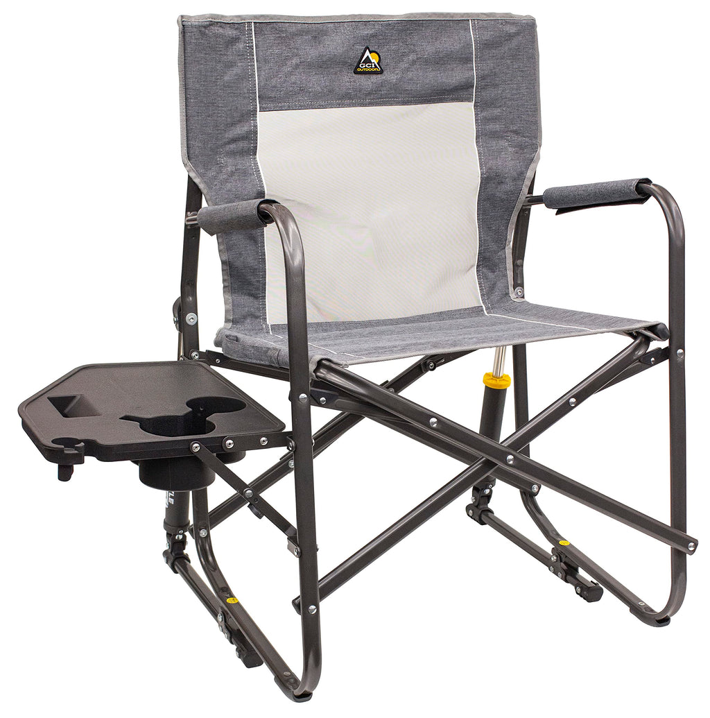 GCI Outdoor Freestyle Rocker Camping Chair | Portable Folding Rocking Chair with Solid, Durable Armrests, Drink Holder & Comfortable Backrest — Indigo Blue