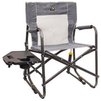 GCI Outdoor Freestyle Rocker Camping Chair | Portable Folding Rocking Chair with Solid, Durable Armrests, Drink Holder & Comfortable Backrest — Indigo Blue