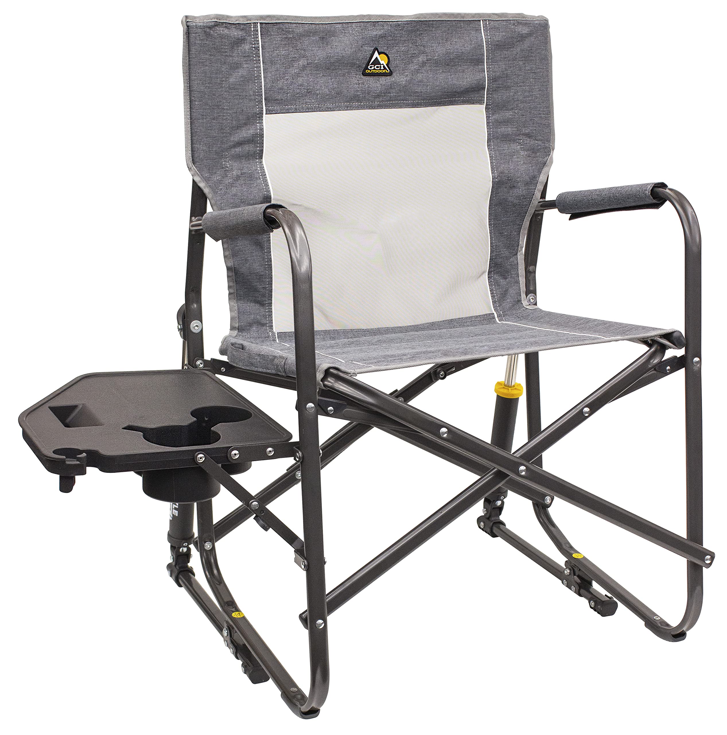 GCI Outdoor Freestyle Rocker Camping Chair | Portable Folding Rocking Chair with Solid, Durable Armrests, Drink Holder & Comfortable Backrest — Indigo Blue