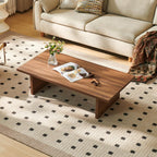Rectangle Coffee Table, 47" Modern Walnut Living Room Table with Wood Grain Surface, Low Profile Center Table, Japanese Tea Table, 2-Leg Design for Small Apartment Sofa, Walnut Brown