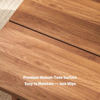 Rectangle Coffee Table, 47" Modern Walnut Living Room Table with Wood Grain Surface, Low Profile Center Table, Japanese Tea Table, 2-Leg Design for Small Apartment Sofa, Walnut Brown