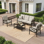 RoyalCraft Patio Loveseat, All-Weather Outdoor 2 Seats Sofa Couch, Khaki Metal Furniture with Beige Cushions